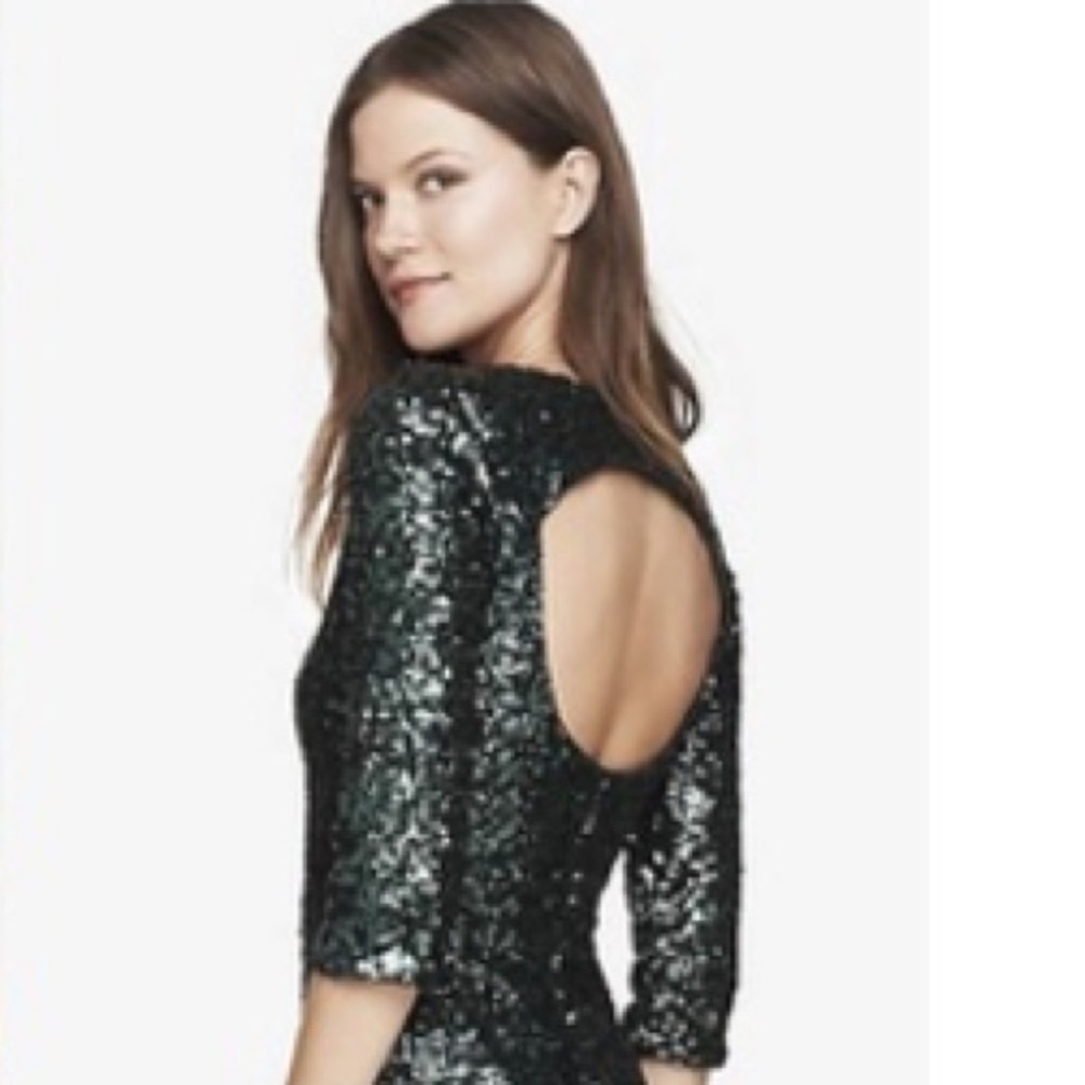 Express Green Sequin Mini Dress